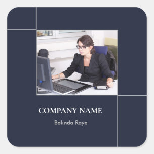 Pegatina Cuadrada Personalizado líneas de foto azules