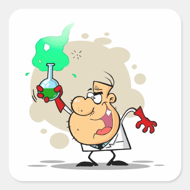 Pegatina Cuadrada personalizado loco de científicos (Anverso)