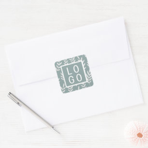 PEGATINA CUADRADA PERSONALIZADO LOGO BOTANIC PATRÓN DE HOJAS DE PLAN