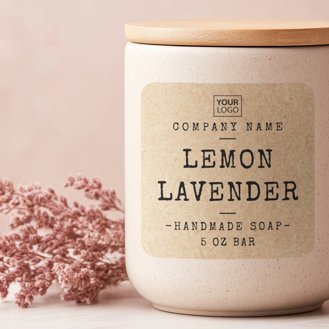 Pegatina Cuadrada Personalizado logo cuadrado Kraft papel apariencia (Custom logo square Kraft paper look product labels)