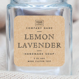 Pegatina Cuadrada Personalizado logo cuadrado Kraft papel apariencia