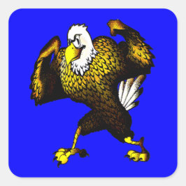 Pegatina Cuadrada Personalizado luchando contra el águila