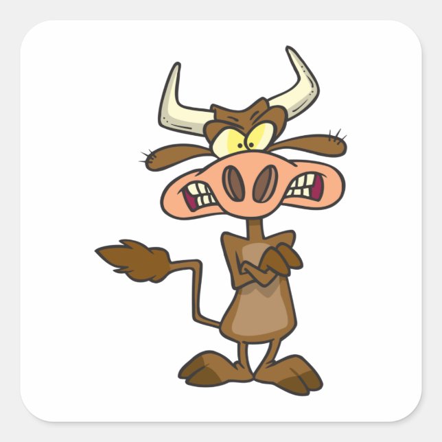 Pegatina Cuadrada Personalizado Mad Cow (Anverso)