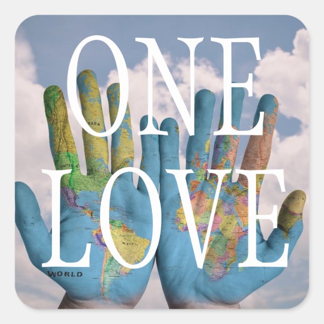 Pegatina Cuadrada Personalizado Mensajes de texto del World Peace Gl (Anverso)