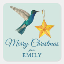 Personalizado Merry Christmas Hummingbird Square P