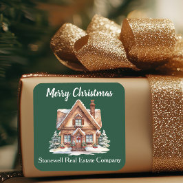 Pegatina Cuadrada Personalizado Merry Christmas Real Estate Company