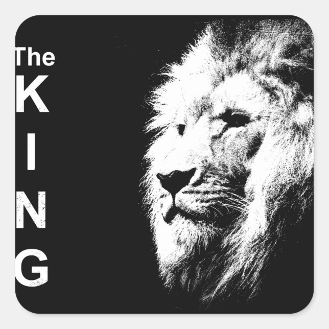 Pegatina Cuadrada Personalizado Moderno Black & White Pop Art Cabeza (Anverso)