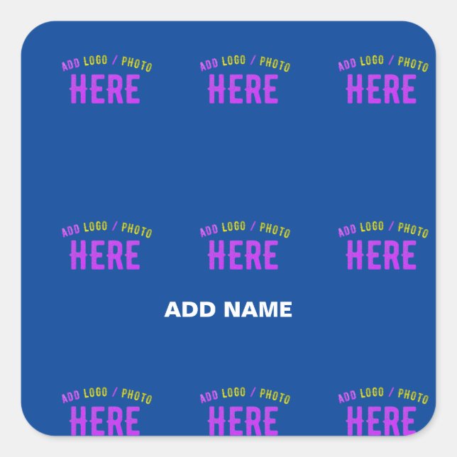 PEGATINA CUADRADA PERSONALIZADO MODERNO ELEGANTE COBALT VERIFICADO A (Anverso)