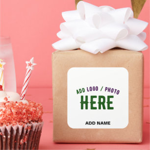 PEGATINA CUADRADA PERSONALIZADO MODERNO ESTILO FIESTA BLANCO VERIFIC