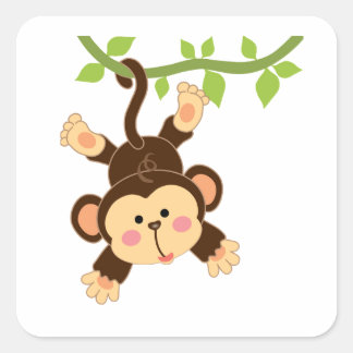 Pegatina Cuadrada Personalizado Monkey Baby