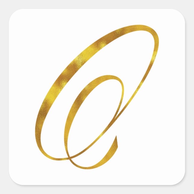 Pegatina Cuadrada Personalizado Monograma O Relieve metalizado dorad (Anverso)
