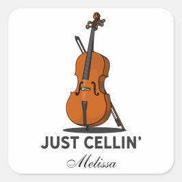 Pegatina Cuadrada Personalizado musical de Just Cellin Cello