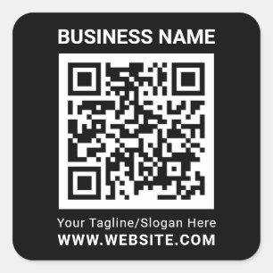 Pegatina Cuadrada Personalizado negro moderno profesional de código 