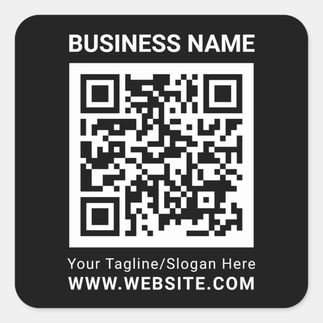 Pegatina Cuadrada Personalizado negro moderno profesional de código  (Anverso)