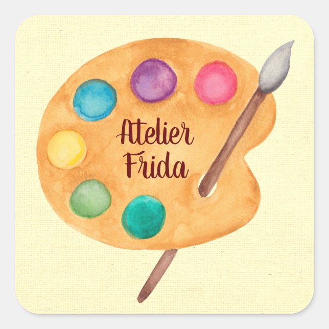 Pegatina Cuadrada Personalizado NOMBRE del artista - Feria del profe (Anverso)