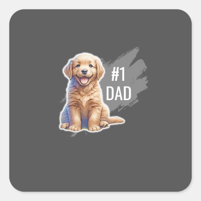 Pegatina Cuadrada Personalizado número 1 papá (Anverso)