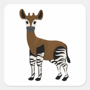 Pegatina Cuadrada Personalizado Okapi, animal Majestic Okapi, amante