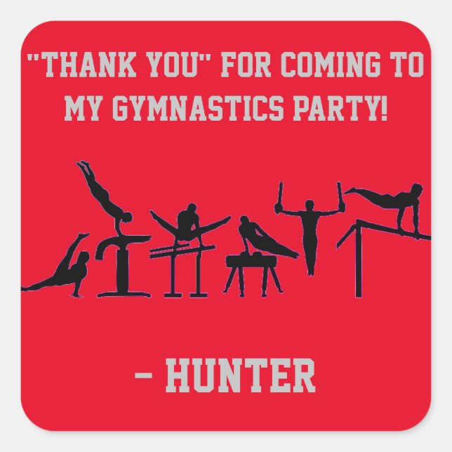 PEGATINA CUADRADA PERSONALIZADO PARTIDO DE CUMPLEAÑOS DE GIMNASIA DE (Anverso)