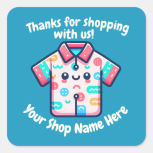 Pegatina Cuadrada Personalizado Pequeña Empresa Nombre Cute Tee POD