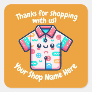 Pegatina Cuadrada Personalizado Pequeña Empresa Nombre Cute Tee POD