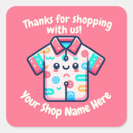 Pegatina Cuadrada Personalizado Pequeña Empresa Nombre Cute Tee POD 