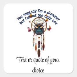 Pegatina Cuadrada Personalizado Personaliza A Búho Boho Hermoso Hipp