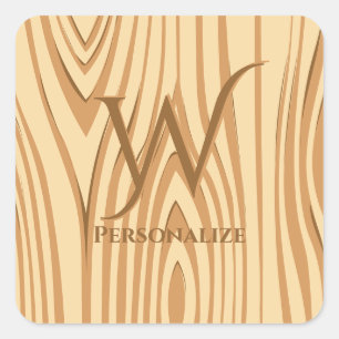 Pegatina Cuadrada Personalizado personalizado de la madera marrón de