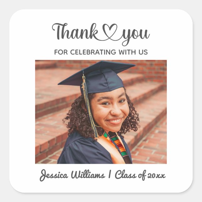 Pegatina Cuadrada Personalizado Personalizado Foto Grad Amor Y Graci (Anverso)