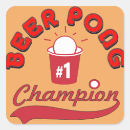 Pegatina Cuadrada Personalizado Ping Pong Liga Oficial Ball