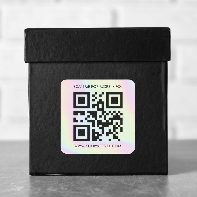 Pegatina Cuadrada Personalizado QR Code & Holographic Pastel Busines (Subido por el creador)