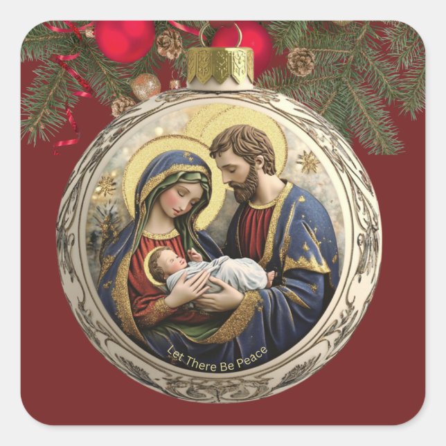 Pegatina Cuadrada Personalizado Que Haya Una Escena De Natividad De  (Anverso)