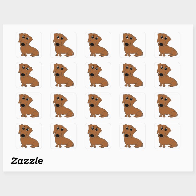 Pegatina Cuadrada personalizado rojo dachshund (Hoja)