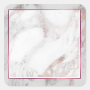 Pegatina Cuadrada Personalizado Rosa Gold Marble Blank Template Tren