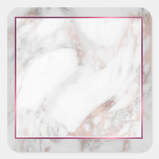 Pegatina Cuadrada Personalizado Rosa Gold Marble Blank Template Tren (Anverso)