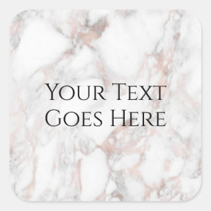 Pegatina Cuadrada Personalizado Rosa Gold White Marble Trendy Templa
