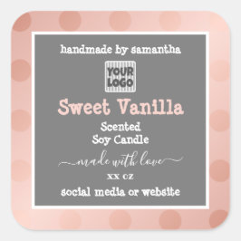 Pegatina Cuadrada Personalizado rosa y gris Etiquetas de embalaje de