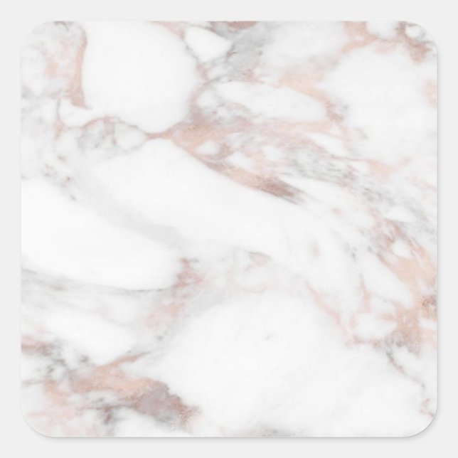 Pegatina Cuadrada Personalizado Rosegold Marble Elegant Modern Blank (Anverso)