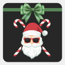 Pegatina Cuadrada Personalizado Santa con travesuras Navidades