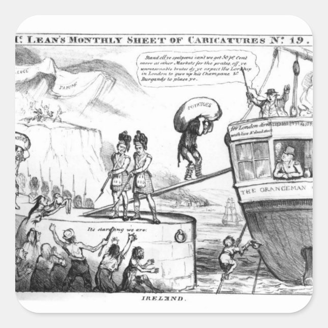 Pegatina Cuadrada Personalizado satírico sobre el estado de Irlanda (Anverso)
