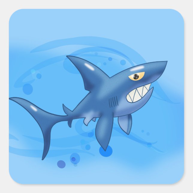 Pegatina Cuadrada Personalizado Shark (Anverso)