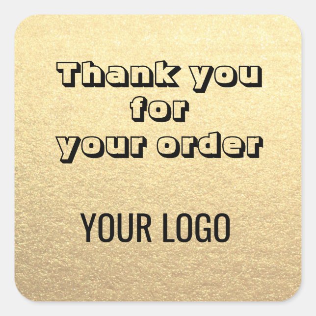 Pegatina Cuadrada Personalizado Simple Clean Gold Negocios Tu logoti (Anverso)