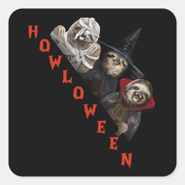 Pegatina Cuadrada Personalizado Sloth Feliz Gráfico de la camiseta d (Anverso)