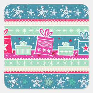 Pegatina Cuadrada Personalizado Snowflakes and Presakes