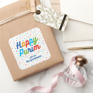 Pegatina Cuadrada Personalizado Square Purim Gift