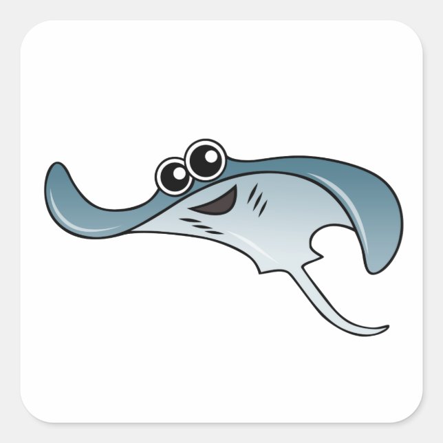 Pegatina Cuadrada Personalizado Stingray (Anverso)