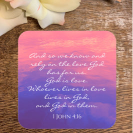 Pegatina Cuadrada Personalizado Texto Dios es amor Naturaleza Foto c