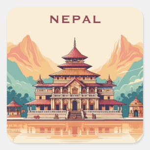 Pegatina Cuadrada Personalizado Texto Nepal