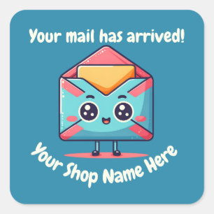 Pegatina Cuadrada Personalizado Texto Nombre de pequeña empresa Corr