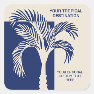 Pegatina Cuadrada Personalizado Texto Vacaciones tropicales