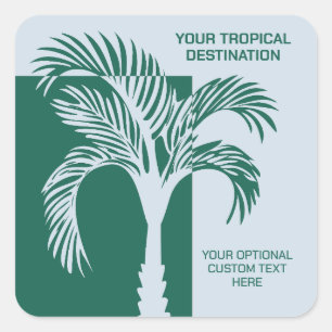 Pegatina Cuadrada Personalizado Texto Vacaciones tropicales